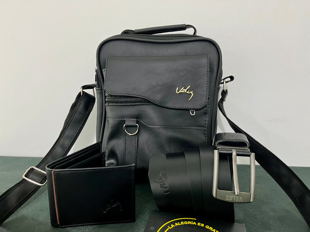 Trío Velez Bolso 26 cm Correa Billetera