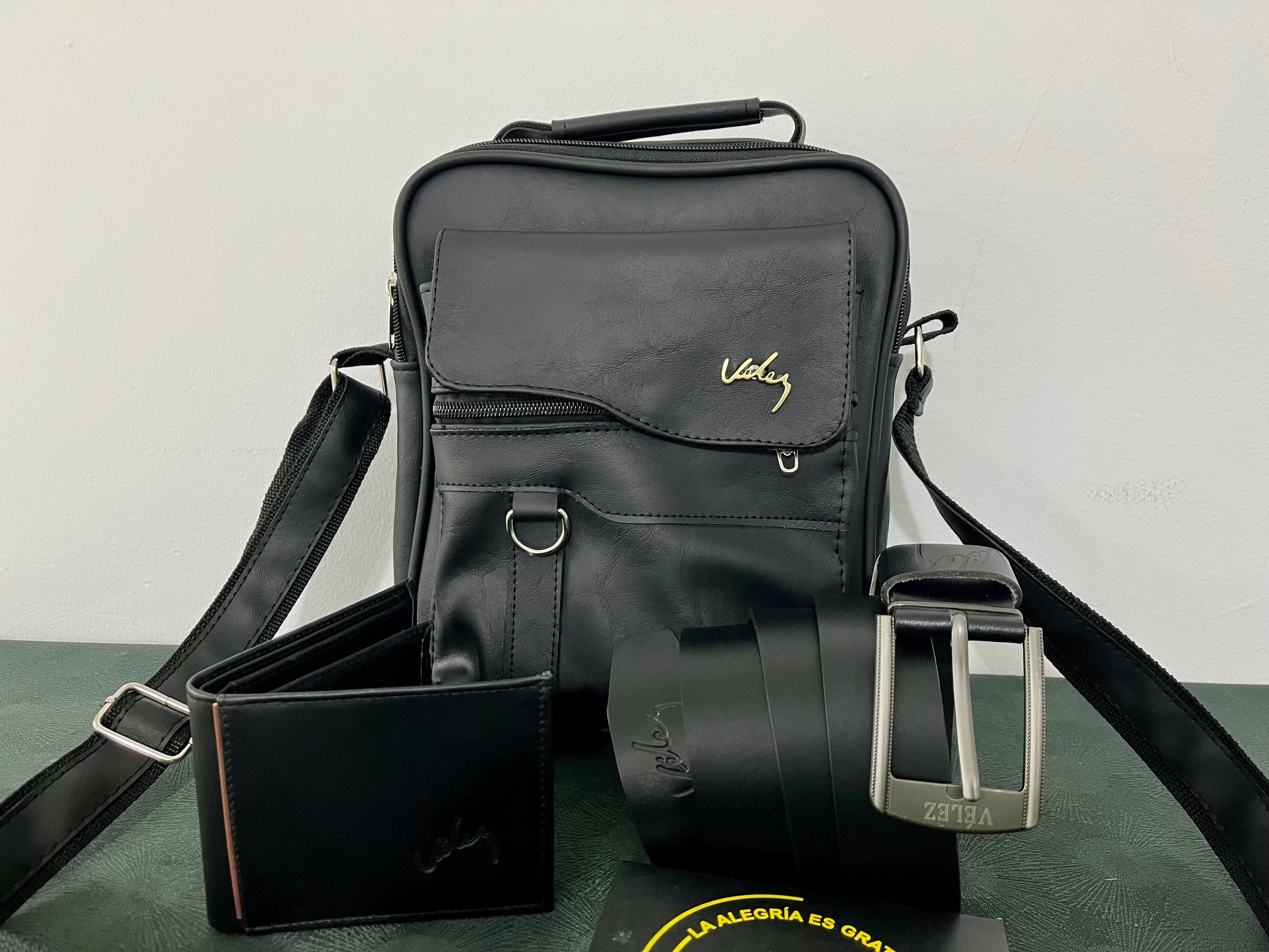 Trío Velez Bolso 26 cm Correa Billetera