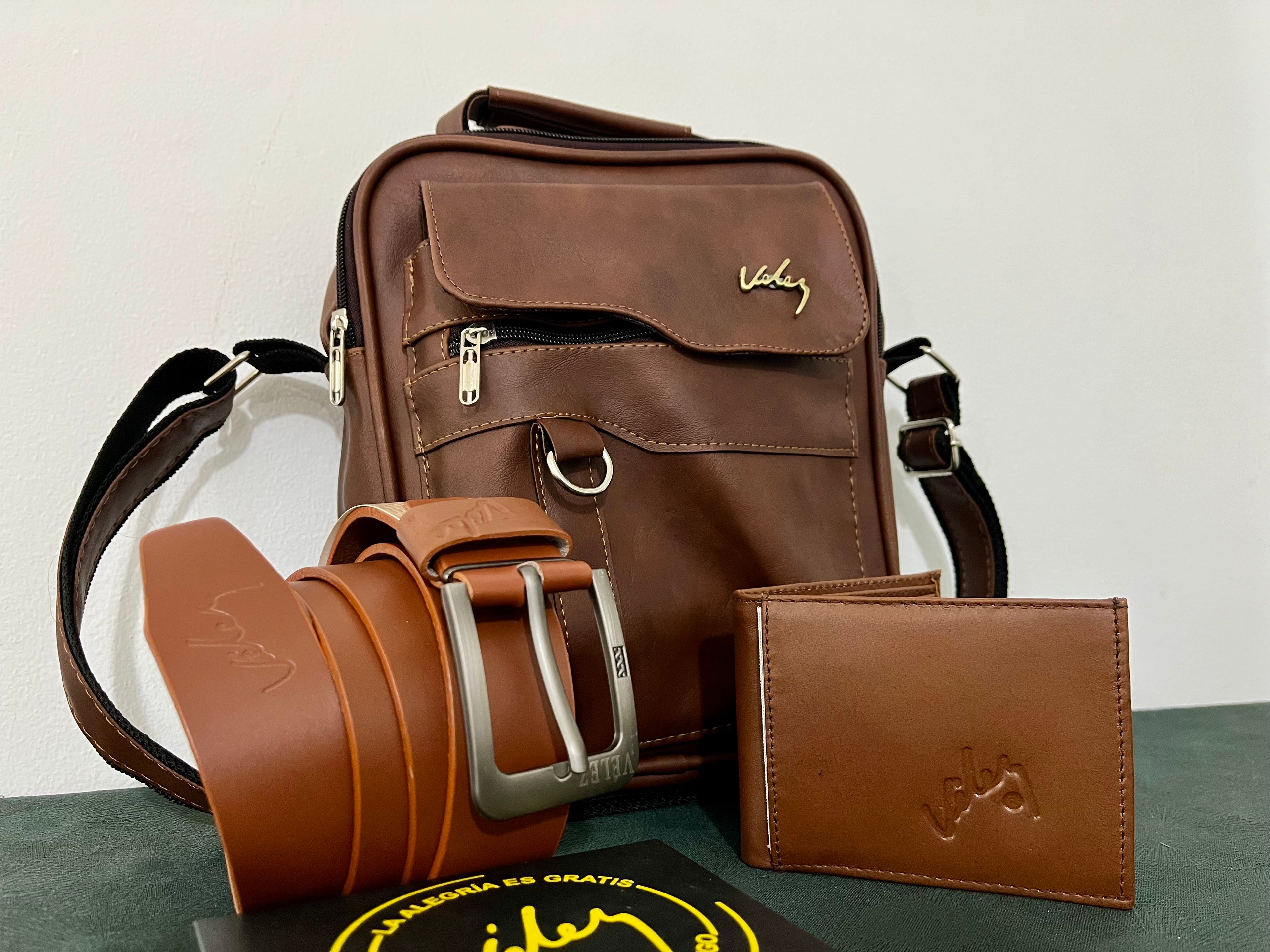 Trío Velez Bolso 26 cm Correa Billetera