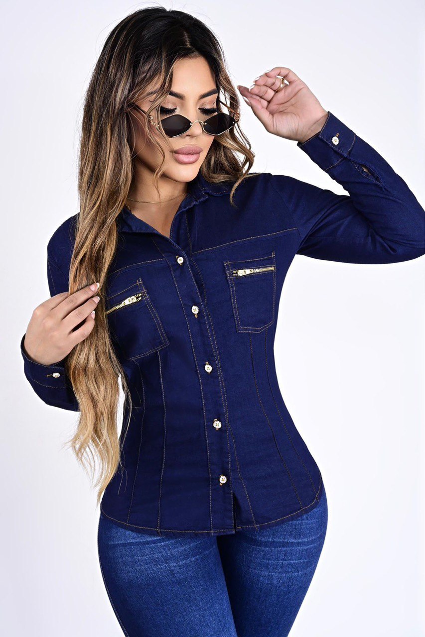 Camisa Jeans Cremallera  H167-1